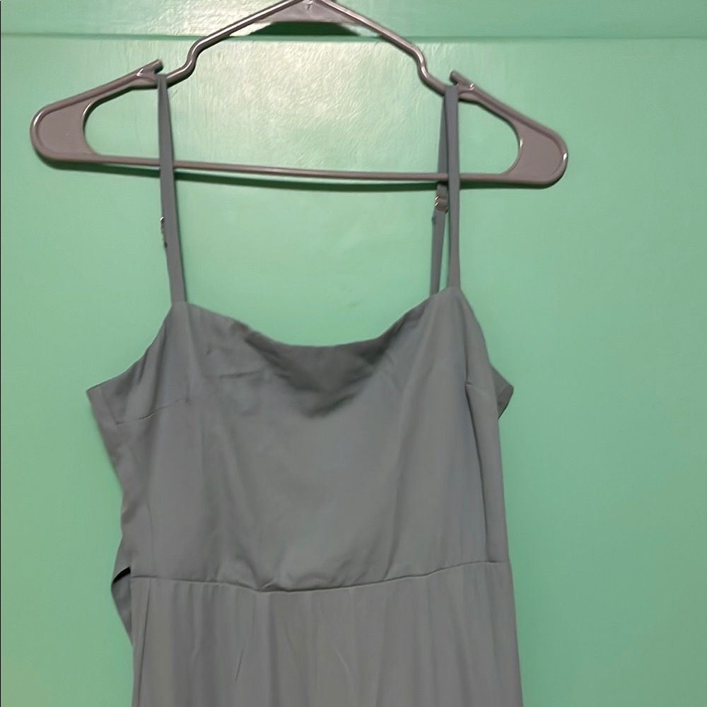 Elegant Blue-Gray Spaghetti Strap Dress